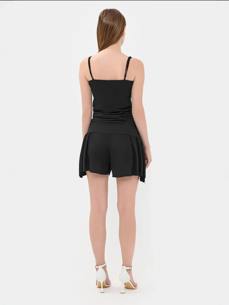 HICCUP Black Ruched Spaghetti-Strap Woven Jumpsuit for Women | Best Price UAE