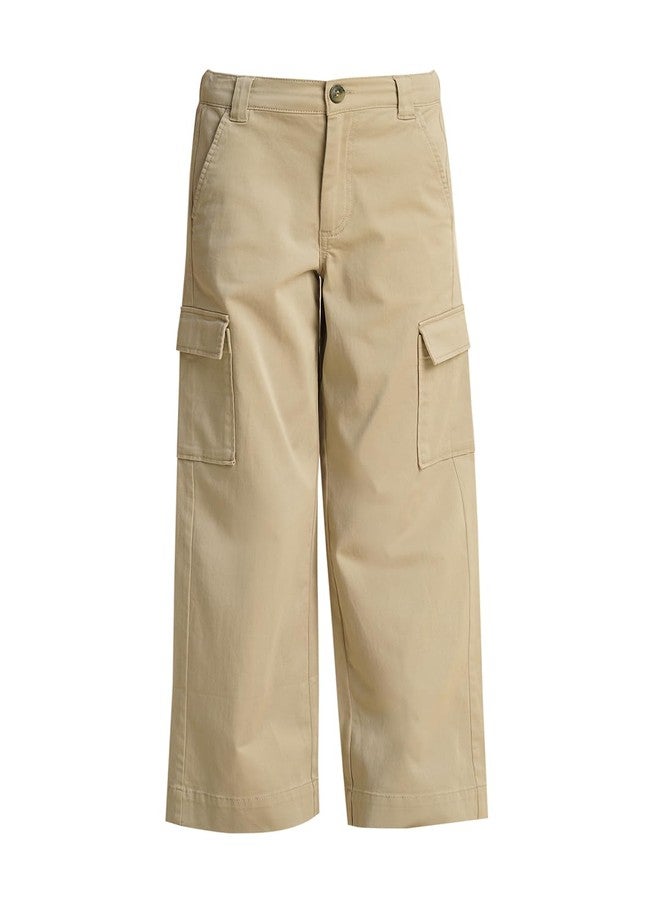 VERO MODA Girls Loose Fit Mid Rise Beige Pants - Image 5