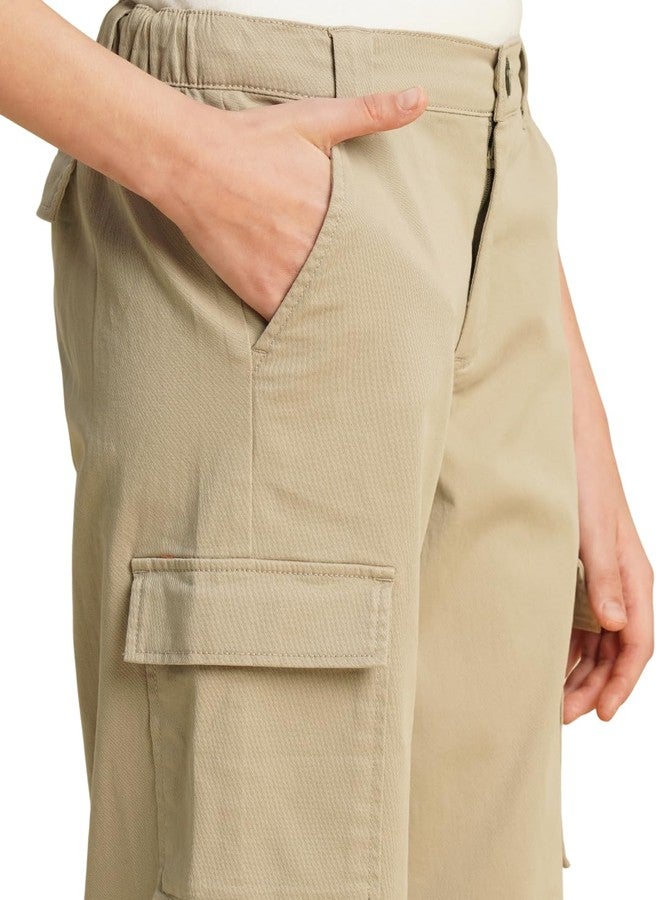 VERO MODA Girls Loose Fit Mid Rise Beige Pants - Image 4