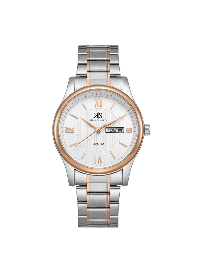 KENNETH SCOTT Kenneth Scott Men's White Dial Analog Watch - K23029-KBKW