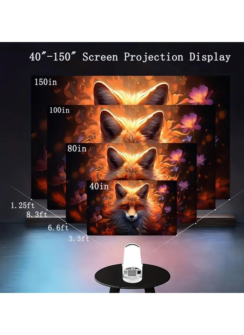 ABJ - HY 300 Pro Ultra-Bright Mini Projector – Portable with 200 ANSI Lumens, 2.4/5G WiFi, Bluetooth 5.2, Auto Keystone Correction – Up to 150'' Screen, 180° Flip, Android 11.0, Modern Round Design, HDMI & USB Compatible with iOS, Android, Laptops, TV Sticks, PS5, and Many More Devices. - Image 1