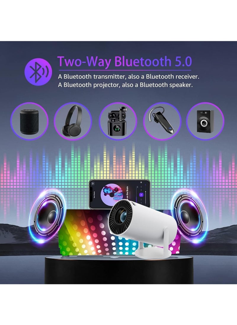 ABJ - HY 300 Pro Ultra-Bright Mini Projector – Portable with 200 ANSI Lumens, 2.4/5G WiFi, Bluetooth 5.2, Auto Keystone Correction – Up to 150'' Screen, 180° Flip, Android 11.0, Modern Round Design, HDMI & USB Compatible with iOS, Android, Laptops, TV Sticks, PS5, and Many More Devices. - Image 1