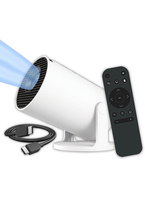مشروع HY 300 Pro الصغير للغاية فائق السطوع – محمول مع 200 لومن ANSI، WiFi 2.4/5G، بلوتوث 5.2 تصحيح زاوية الصورة التلقائي – دعم لغاية 150 بوصة شاشة، دوران 180°، أندرويد 11.0، تصميم دائري عصري، متوافق مع HDMI وUSB مع iOS، أندرويد، أجهزة الكمبيوتر المحمولة، عصي التلفاز، PS5، والعديد من الأجهزة الأخرى.