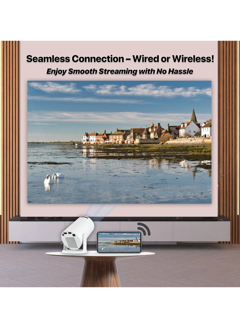 مشروع HY 300 Pro الصغير للغاية فائق السطوع – محمول مع 200 لومن ANSI، WiFi 2.4/5G، بلوتوث 5.2 تصحيح زاوية الصورة التلقائي – دعم لغاية 150 بوصة شاشة، دوران 180°، أندرويد 11.0، تصميم دائري عصري، متوافق مع HDMI وUSB مع iOS، أندرويد، أجهزة الكمبيوتر المحمولة، عصي التلفاز، PS5، والعديد من الأجهزة الأخرى.