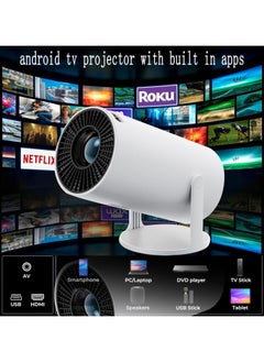 ABJ HY 300 Pro Ultra-Bright 4K Mini Projector – Portable with 200 ANSI Lumens, 2.4/5G WiFi, Bluetooth 5.0, Auto Keystone Correction – Up to 150'' Screen, 180° Flip, Android 11.0, Modern Round Design, HDMI & USB Compatible with iOS, Android, Laptops, TV Sticks, PS5, and Many More Devices.  - Image 2