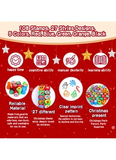 Max Fun 108Pcs Christmas Assorted Stamps For Kids Christmas Party Favors Supplies Christmas Goodies Bags Stuffers Christmas Stocking Stuffers Classroom Game Reward Prizes(Christmas Stamper)  - Image 2