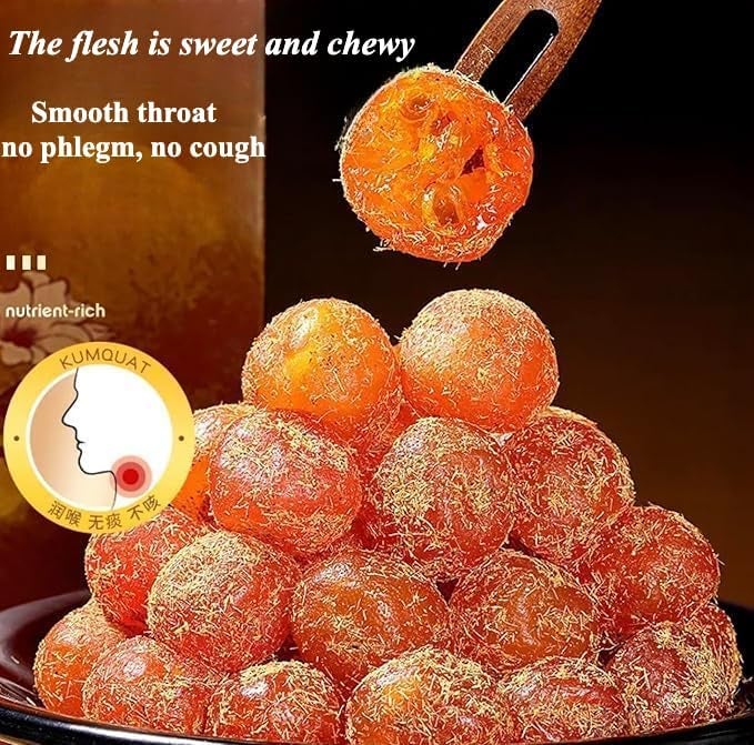 Rock Sugar Kumquats【17.74OZ/Can】Natural Fresh Fruit Snacks,Healthy Preserved Fruit Snacks,Dim Sum,Delicious Classic Chinese Snack Gifts,Dried Mixed Fruits (1can,Sweet kumquat) - Image 3