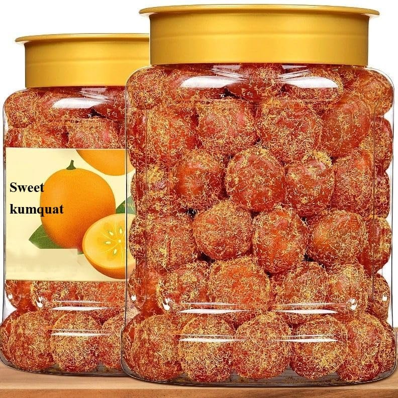 Rock Sugar Kumquats【17.74OZ/Can】Natural Fresh Fruit Snacks,Healthy Preserved Fruit Snacks,Dim Sum,Delicious Classic Chinese Snack Gifts,Dried Mixed Fruits (1can,Sweet kumquat) - Image 1