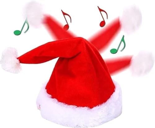 SZTLKHH Singing and Dancing Electric Christmas Santa Hat for Adults Swing Musical Funny Hat Plush Velvet Cap in Traditional Red White Party Hat for Christmas New Year Party Supplies Xmas - Image 1