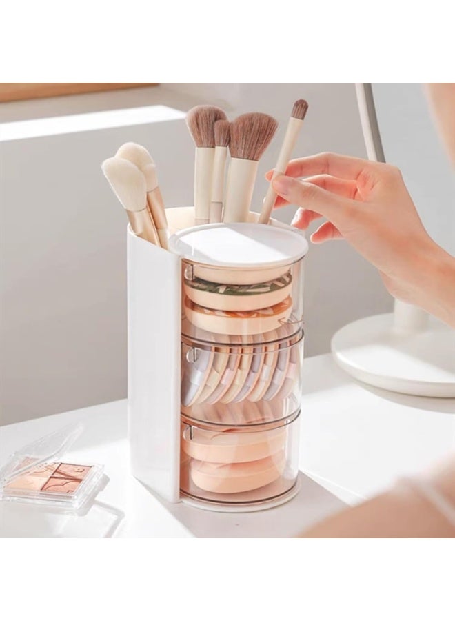 Bukela 3-Layer Organizer, Hair Accessories Organizer with Hair Brush Holder, Rotatable Makeup Brush Holder for Necklaces, Earring, Bracelet, Ring, Makeup Brushes, Hair Clip and Hair Accessories (White) - Image 4