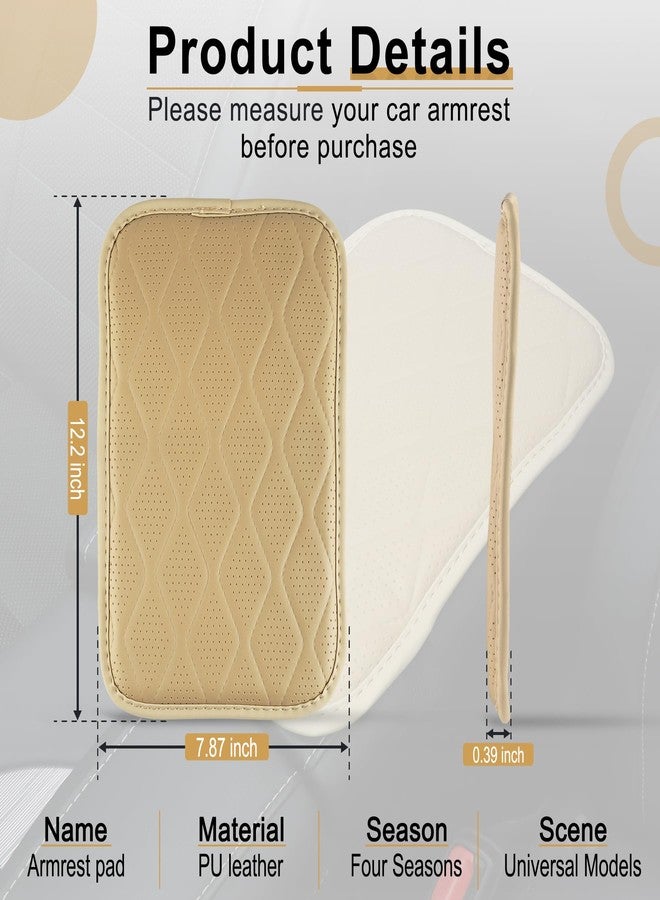 اميس وسادة وحدة التحكم المركزية للسيارة من أميس، غطاء صندوق مقعد مسند الذراع للسيارة مقاوم للماء، إكسسوارات داخلية للسيارة، غطاء حماية مسند الذراع للسيارة من الجلد المسامي لمعظم المركبات، سيارات الدفع الرباعي، الشاحنات، السيارات (بيج) - Image 5