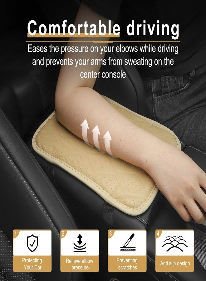 اميس وسادة وحدة التحكم المركزية للسيارة من أميس، غطاء صندوق مقعد مسند الذراع للسيارة مقاوم للماء، إكسسوارات داخلية للسيارة، غطاء حماية مسند الذراع للسيارة من الجلد المسامي لمعظم المركبات، سيارات الدفع الرباعي، الشاحنات، السيارات (بيج) - Image 4