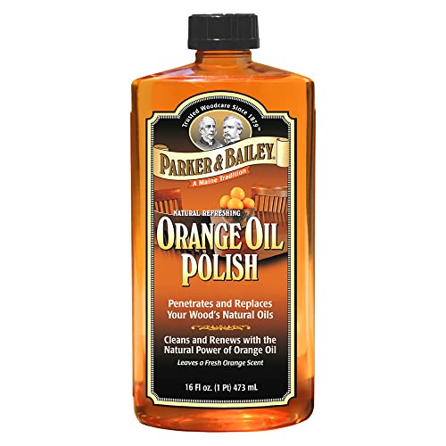 Parker & Bailey PARKER  BAILEY ORANGE OIL POLISH  Natural Orange Scented Wood Cleaner  Furniture Polish Cleans Renews Restores  Rejuvenates Wood Surfaces Protects from Drying or Cracking Shiny Finish 16oz  - Image 1