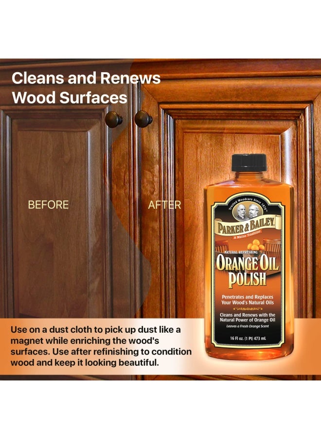 Parker & Bailey PARKER  BAILEY ORANGE OIL POLISH  Natural Orange Scented Wood Cleaner  Furniture Polish Cleans Renews Restores  Rejuvenates Wood Surfaces Protects from Drying or Cracking Shiny Finish 16oz  - Image 5