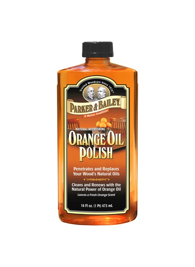 Parker & Bailey PARKER  BAILEY ORANGE OIL POLISH  Natural Orange Scented Wood Cleaner  Furniture Polish Cleans Renews Restores  Rejuvenates Wood Surfaces Protects from Drying or Cracking Shiny Finish 16oz  - Image 2