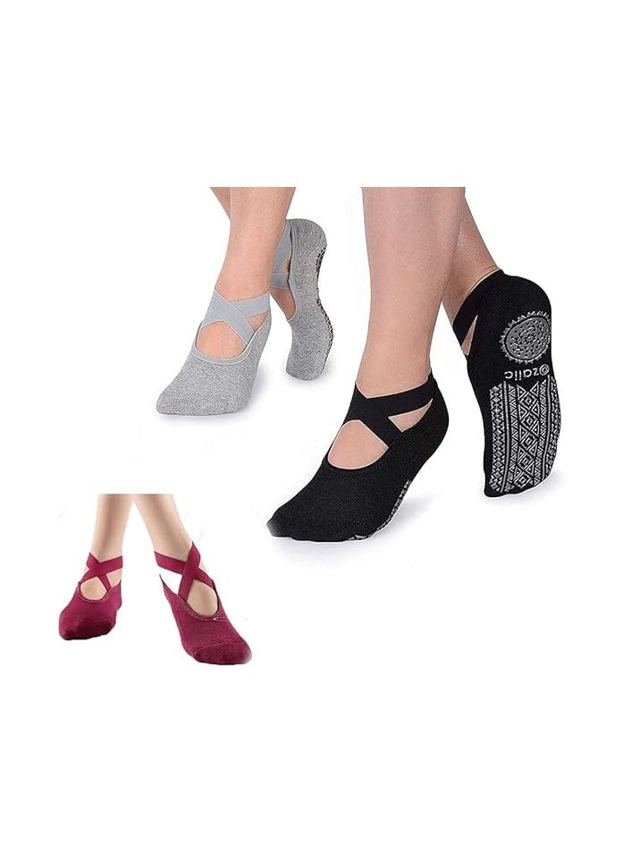 Generic Sports Yoga Socks for Women Pack Of 3 Pairs  - Image 1