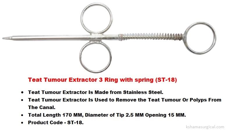 Kshama Stainless Steel Teat Tumour Extractor | Durable Polyps Remover 3 Ring with Spring Tool | Rust Proof Reusable Veterinary Opening Surgical Instrument for Cow, Cattle and Livestock Use (Silver) - Image 3