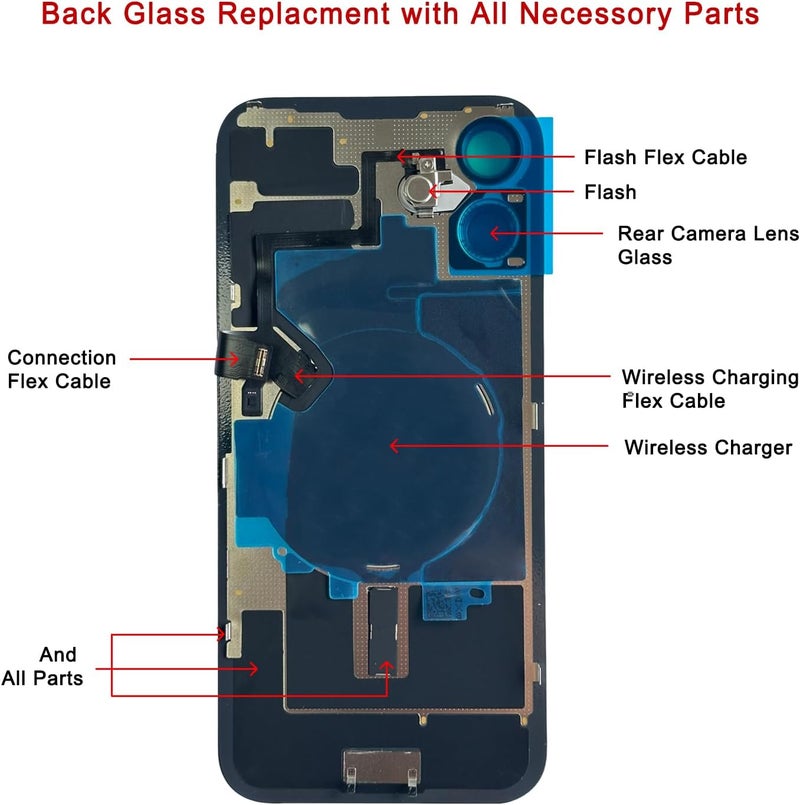 Perzework استبدال الزجاج الخلفي لجهاز iPhone 16 Plus بحجم 6.7 بوصة مع مجموعة أدوات الإصلاح وجميع الأجزاء اللازمة (أخضر مائل إلى الأزرق) - Image 5