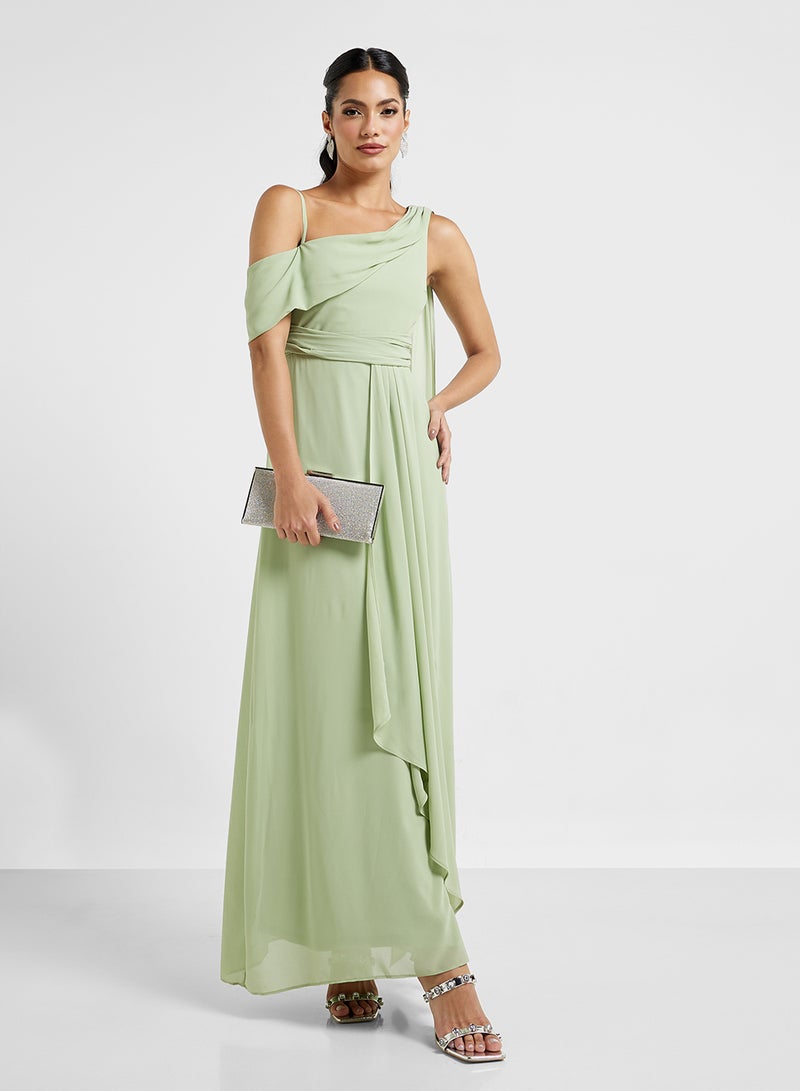 TFNC Draped Chiffon Dress - Image 4