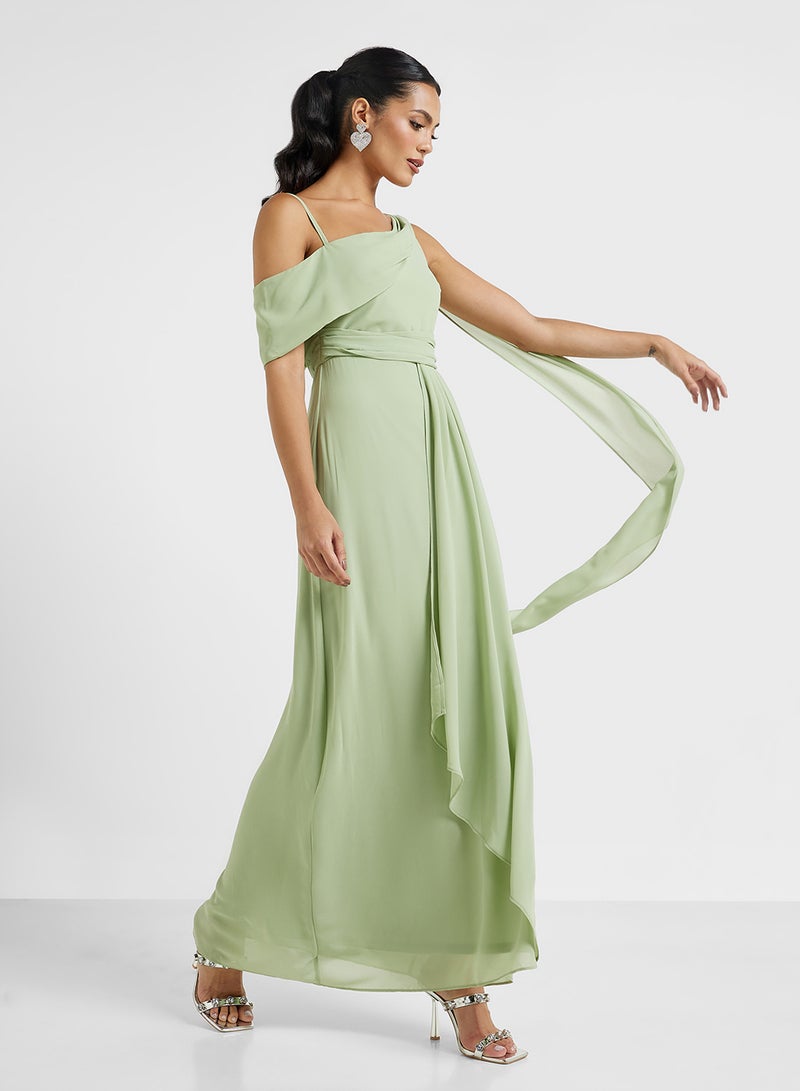 TFNC Draped Chiffon Dress - Image 1