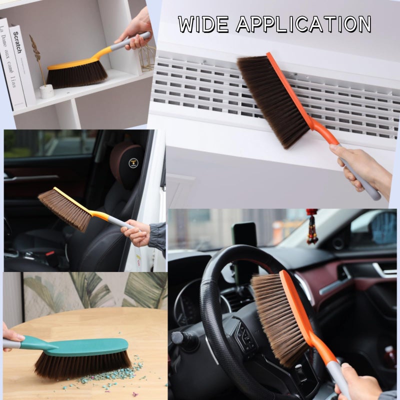 kagyuan 1 Pack 15" Hand Broom Brush,Soft Bristle Cleaning Brush,Counter Brush, Crumb Debris Sweeping Brush,Dusting Brush,Comfort for Car Bed Couch Desk Sofa Furniture Clothes,Small Particles Hair Remover - Image 4