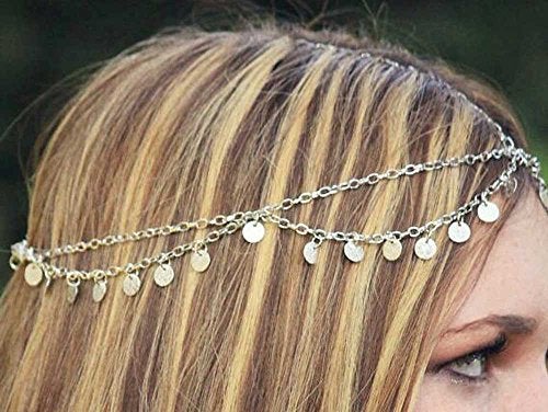 Missgrace HMetal Chain Jewelry Headband Head Hair Band Tassels Pearl - Image 3
