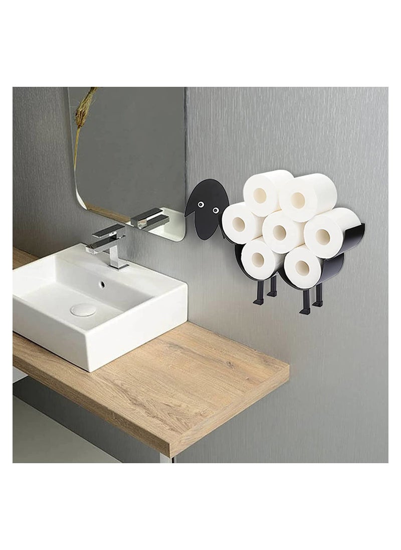 KASTWAVE Sheep Toilet Paper Holder Stand, Funny Cute Animal Decorative Toilet Paper Storage for 8 Rolls,Toliet Paper Organizer Storage, Bathroom Decor Accessories  - Image 2