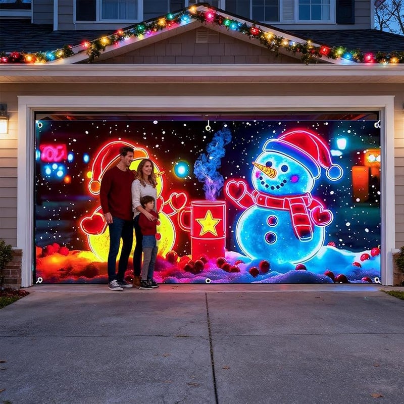 Christmas Garage Door Banner Size B Waterproof LED Light Outdoor Holiday Decor For House Party Yard - Image 3