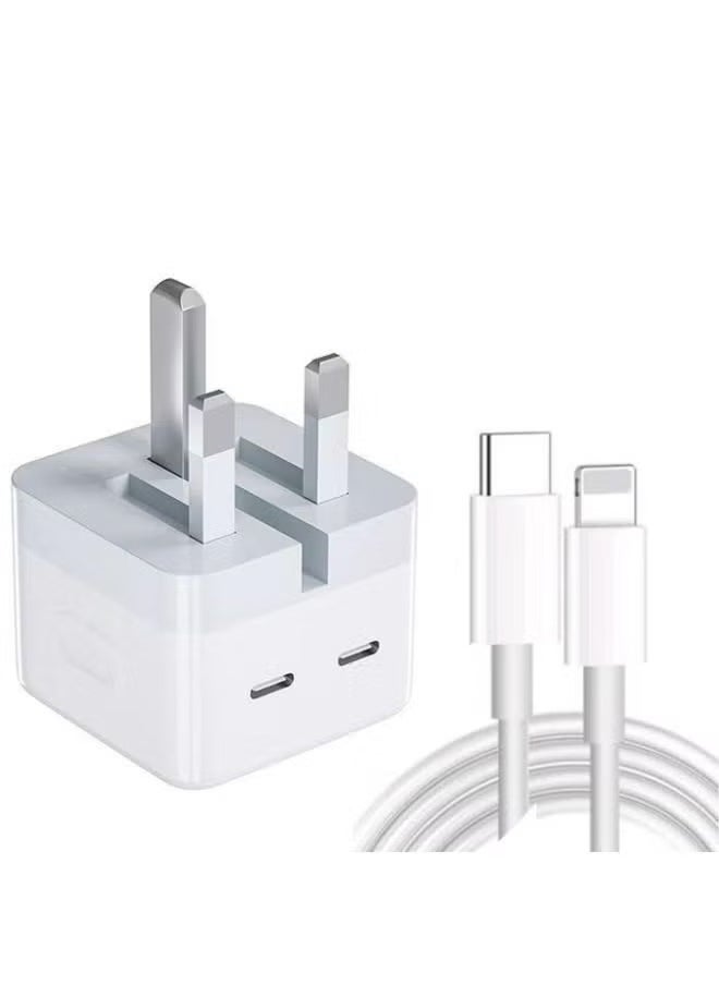 USB C Plug, 35W Dual USB C Fast Charger Plug Power Adapter for iPhone 15/14/14 Plus/Pro/ 14 Pro Max/ 13/12/ 11/ X/Samsung/Pad/Speaker/AirPods