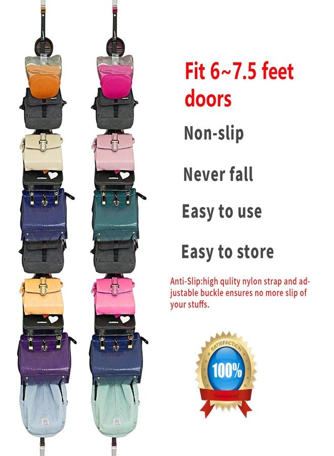 OVOY Bag-Organizer-Rack for Door-Hanger Purse-Holder - 20 Hooks for Handbags 2Pcs (Black, 2PCS(Fit Door Thickness 1.3-1.5")) - Image 3