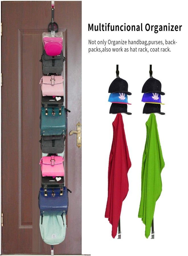 OVOY Bag-Organizer-Rack for Door-Hanger Purse-Holder - 20 Hooks for Handbags 2Pcs (Black, 2PCS(Fit Door Thickness 1.3-1.5")) - Image 2