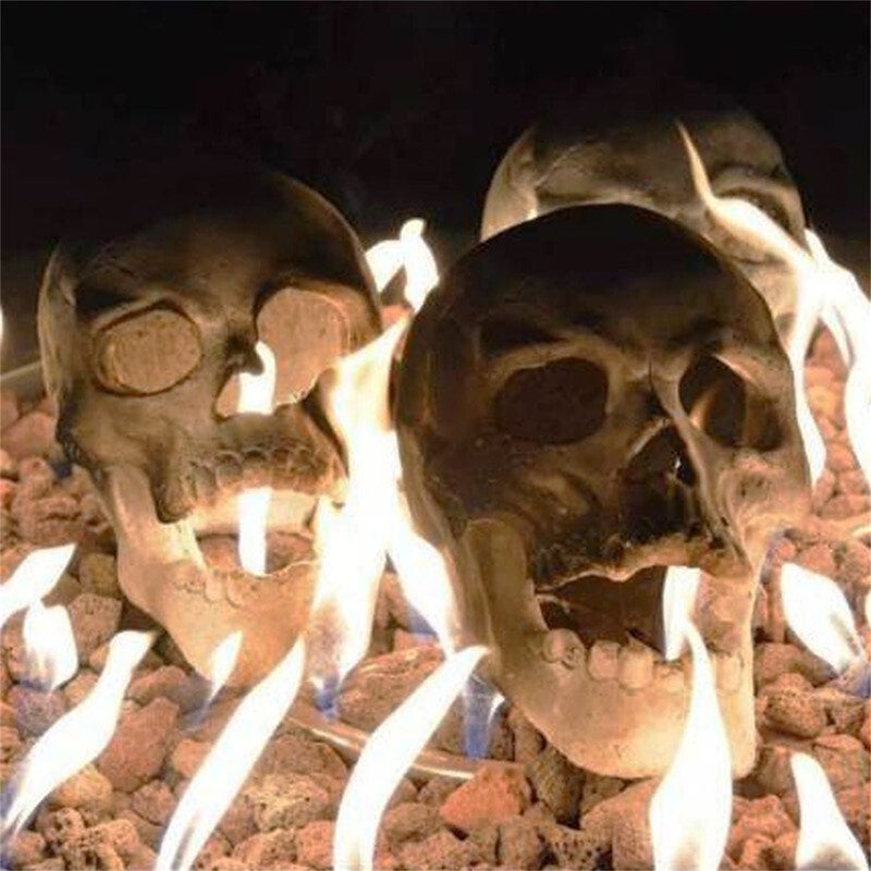 YTCPMHEA 2022 New Terrifying Human Skull Fire Pit, Fireproof Imitated Human Skull Ceramic, Durable Reusable Fire Pit Skulls, Halloween Skulls Shaped Fire Stones for Fire Pits Bonfire Campfire Fireplaces (1PCS) - Image 2