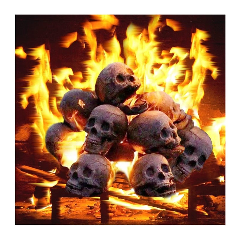 YTCPMHEA 2022 New Terrifying Human Skull Fire Pit, Fireproof Imitated Human Skull Ceramic, Durable Reusable Fire Pit Skulls, Halloween Skulls Shaped Fire Stones for Fire Pits Bonfire Campfire Fireplaces (1PCS) - Image 1