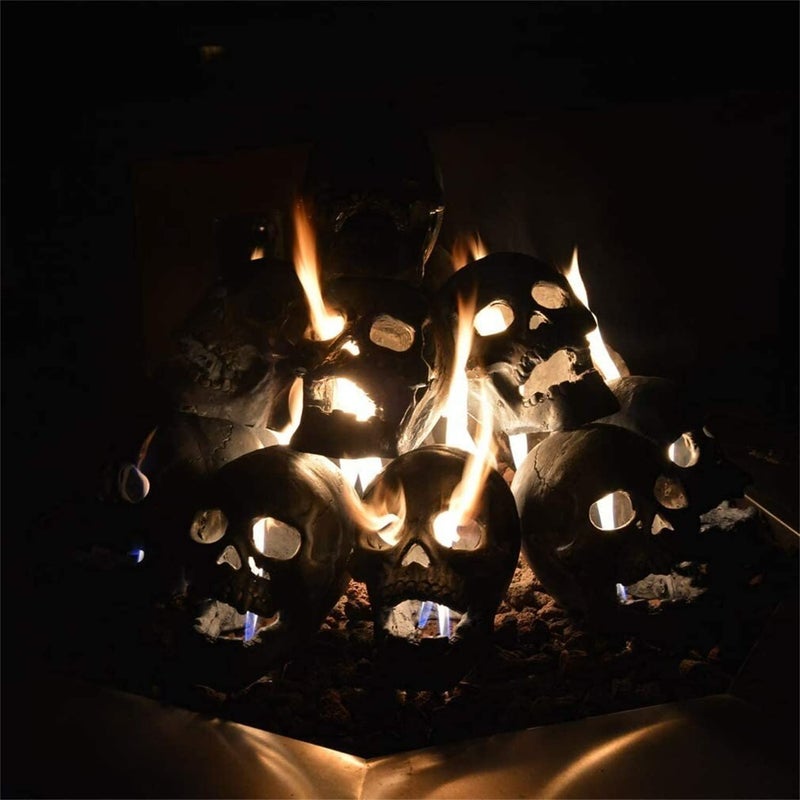 YTCPMHEA 2022 New Terrifying Human Skull Fire Pit, Fireproof Imitated Human Skull Ceramic, Durable Reusable Fire Pit Skulls, Halloween Skulls Shaped Fire Stones for Fire Pits Bonfire Campfire Fireplaces (1PCS) - Image 4