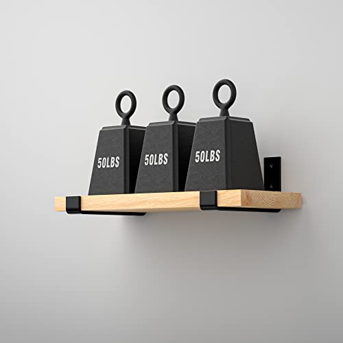 LuckIn 8 Inch Wall Shelf Brackets (Fit 7.25" Board) 4-Pack, Heavy Duty Black Iron, Mantel, Kitchen, Bathroom Floating Shelf Hardware - Image 3