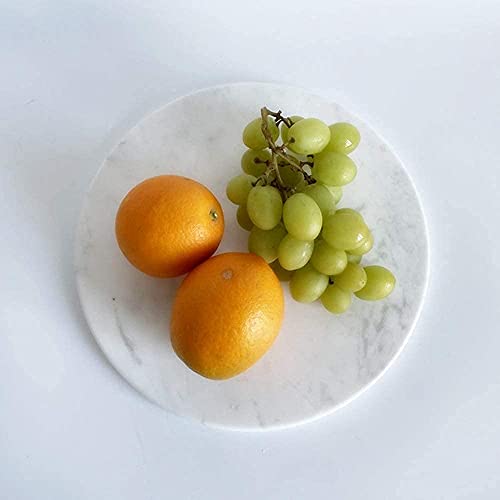 StonePlus Natural Round Marble Tray Glossy Pastry Board for Dessert, Cheese, Coffee, Smooth on Both Sides (Volakas White) - Image 3