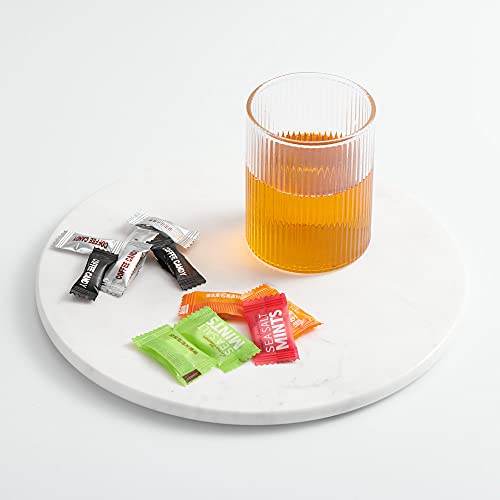 StonePlus Natural Round Marble Tray Glossy Pastry Board for Dessert, Cheese, Coffee, Smooth on Both Sides (Volakas White) - Image 2