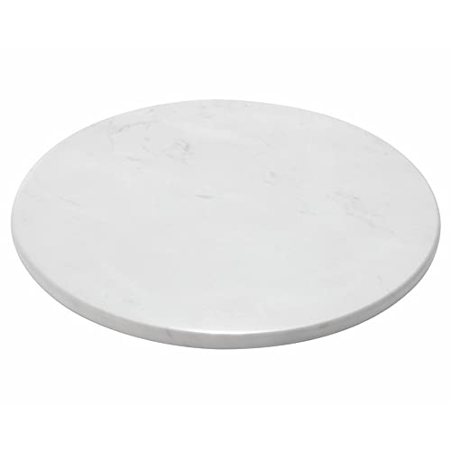 StonePlus Natural Round Marble Tray Glossy Pastry Board for Dessert, Cheese, Coffee, Smooth on Both Sides (Volakas White) - Image 1