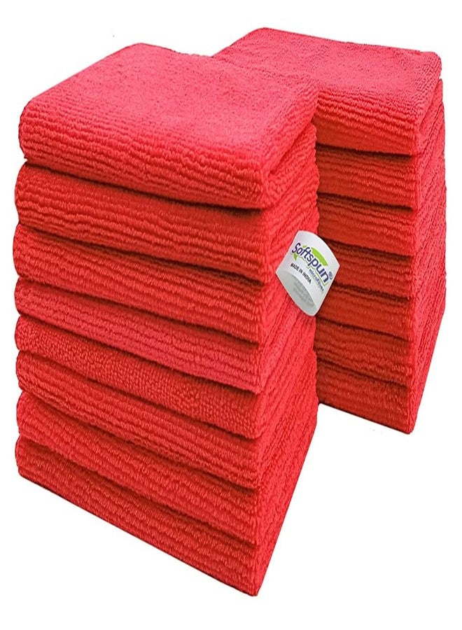 SOFTSPUN Microfiber Small Wipes 20x30 Cms, 15 Piece Towel Set, 340 GSM Red! Multi-Purpose Super Soft Absorbent Cleaning Towels, Cleans & Polishes Everything in Your Home, Kitchen & Office. - Image 1