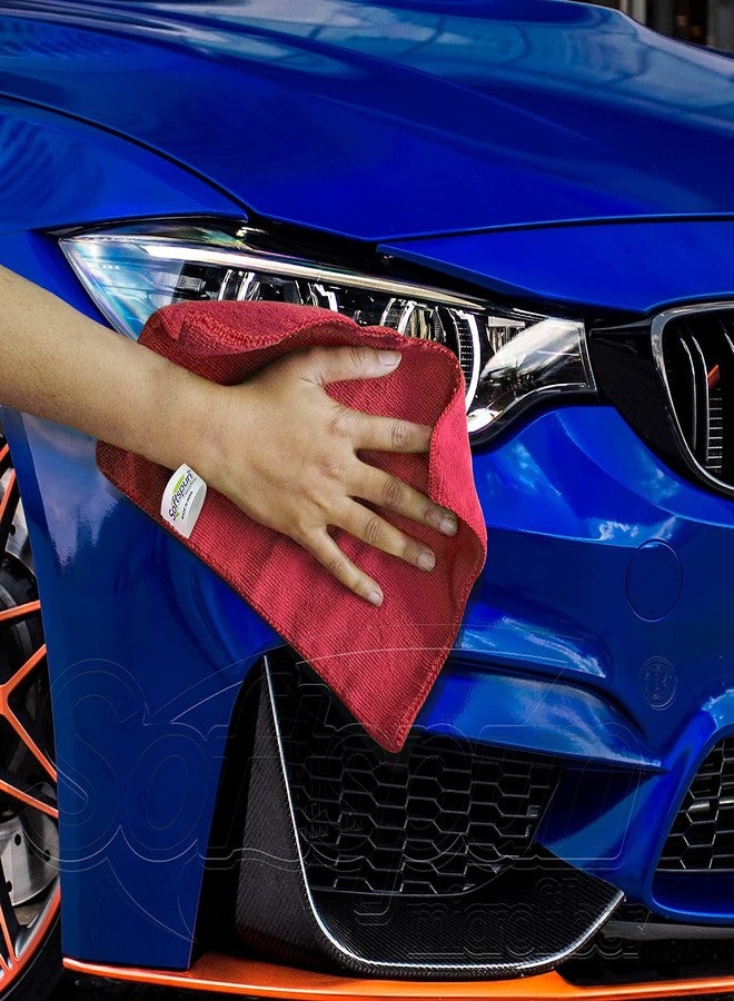 SOFTSPUN Microfiber Small Wipes 20x30 Cms, 15 Piece Towel Set, 340 GSM Red! Multi-Purpose Super Soft Absorbent Cleaning Towels, Cleans & Polishes Everything in Your Home, Kitchen & Office. - Image 4