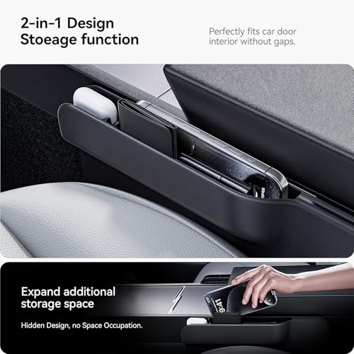 YONZEE 2-in-1 Car Steering Wheel Desk Tray & Car Seat Gap Filler Organizer – Foldable Carbon Fiber Look Table for Laptop, Eating, Writing – for Standard Round Steering Wheels - Image 3
