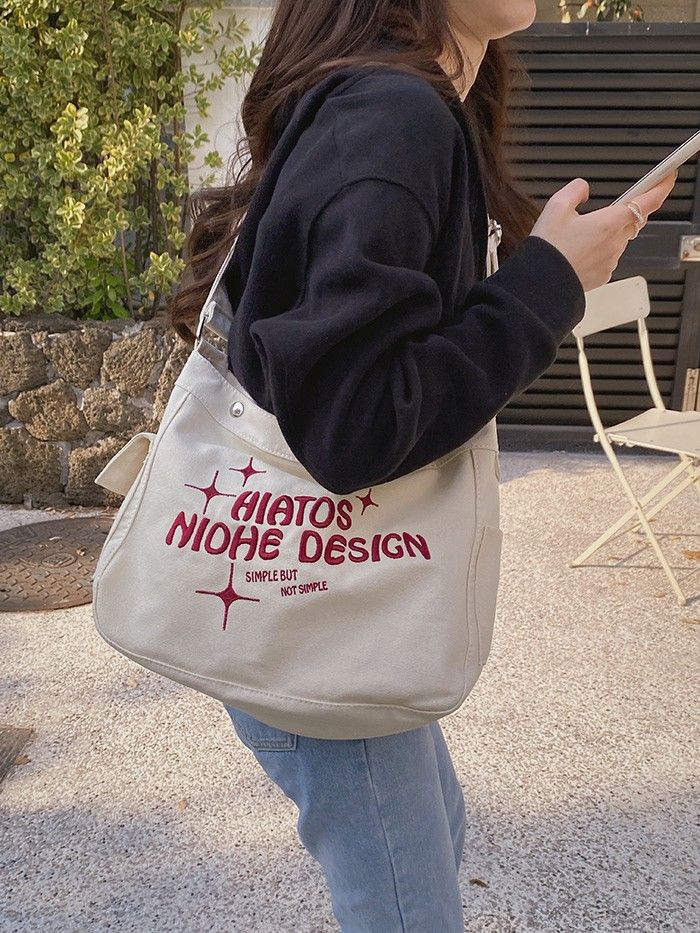 Women's Canvas Crossbody Bucket Bag - Image 3