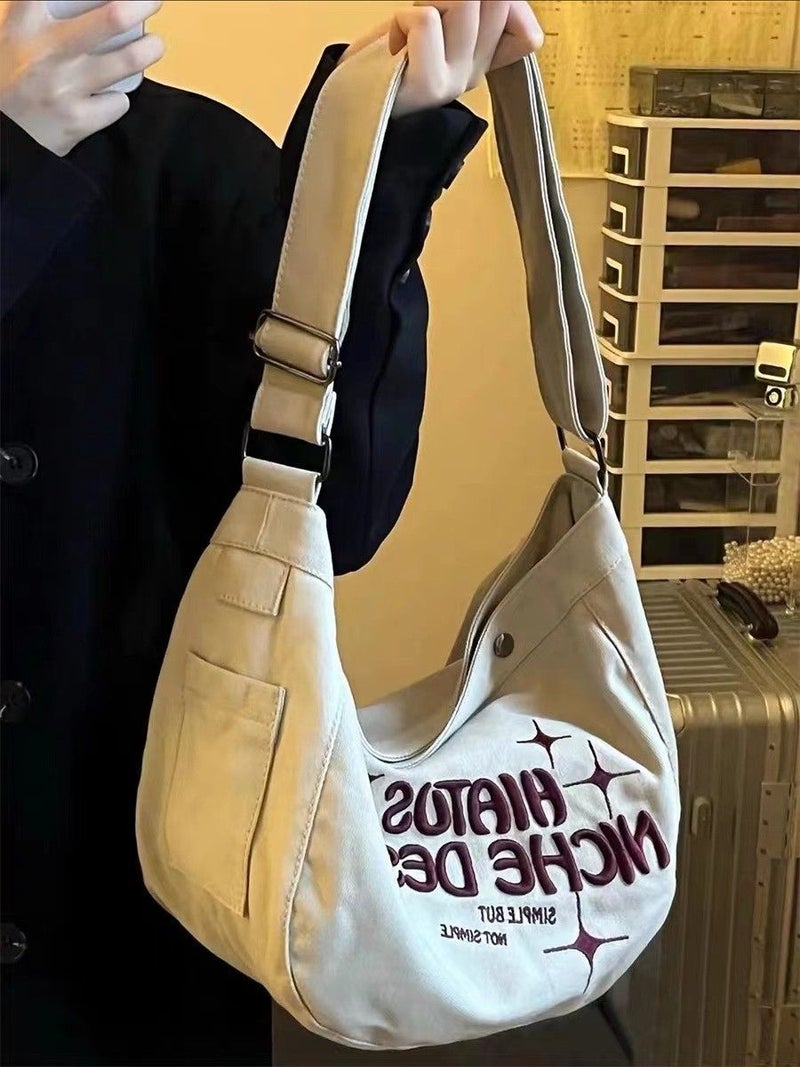Women's Canvas Crossbody Bucket Bag - Image 4