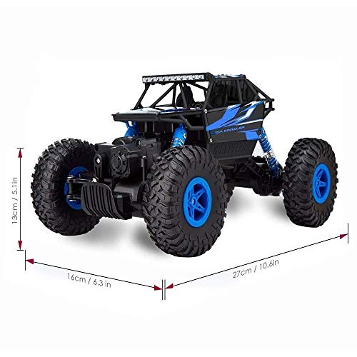 Negi 1:18 Rechargeable Rock Crawling 4WD 2.4 Ghz 4x4 Rally Car Remote Control Monster Truck Kids Play Toys (Plastic,Blue) - Image 4