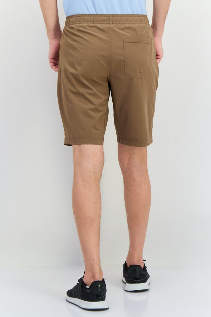 Beause Men Embroidered Logo Basic Shorts, Brown - Image 4