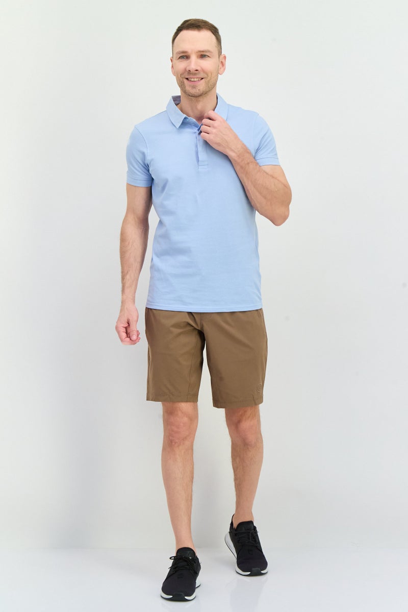 Beause Men Embroidered Logo Basic Shorts, Brown - Image 2