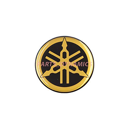 YAMAHA 45mm Diameter YAMAHA Tuning Fork Decal Sticker Emblem Logo Black/Gold Raised Domed Gel Resin Self Adhesive Motorcycle/Jet Ski/ATV/Snowmobile - Image 1