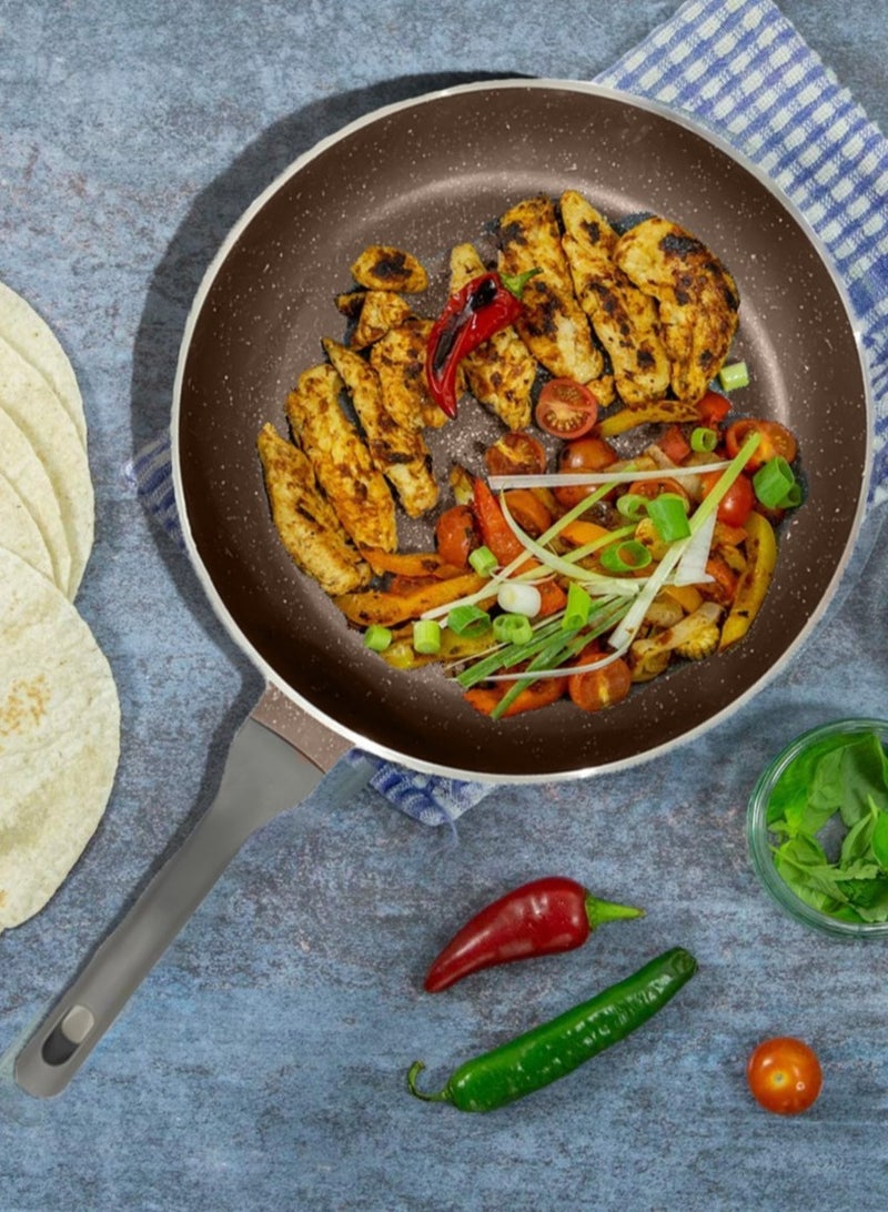 SONEX Joli Aluminum Non-Stick Fry Pan Marble Coating 24cm Brown - Image 3