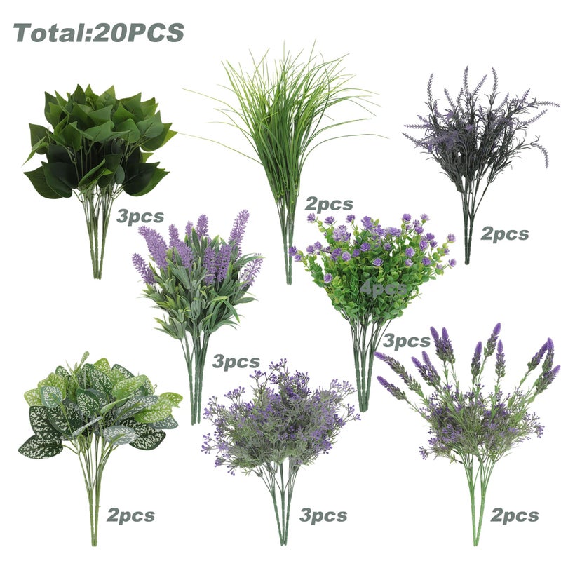 Green Moon 20 Bundles Artificial Lavender Plants Outdoor Fake Outdoor Plants UV Resistant for Home Planter Garden Patio Yard Decor - Image 2