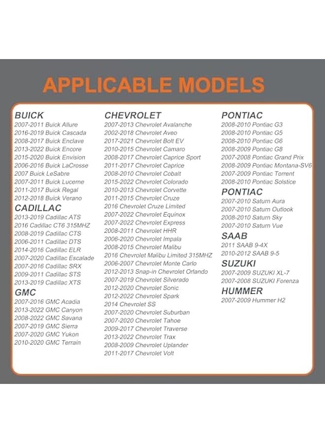 توبليو حساس TPMS لجهاز GM - حساس ضغط الإطارات 315 ميجاهرتز، متوافق مع بويك كاديلاك شيفروليه جي إم سي بونتياك - بديلاً عن #13598771، 13598772، 13586335 - Image 2